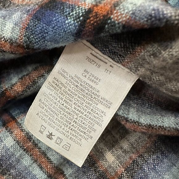 Pendleton Board Shirt Fitted Plaid Flannel Mens Small Gray Blue Virgin Wool - Picture 7 of 10